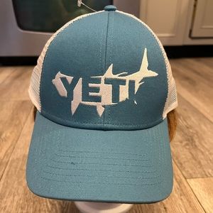 (New) YETI Tarpon Trucker Snapback Cap / Hat / Fishing / Fish / Teal And White